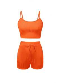 Solid Three-Piece Suit With Dual Use And Perforated Details - Jeruk - View 5