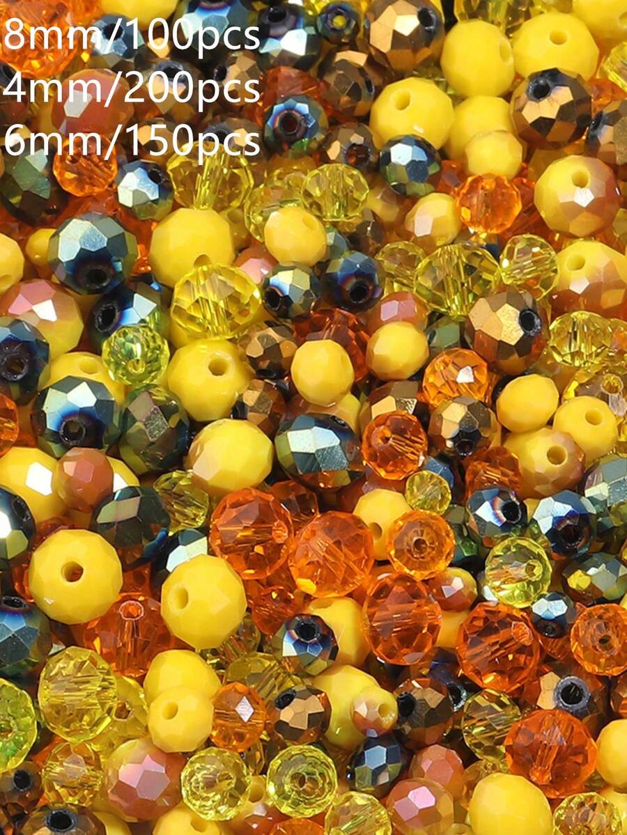 Yellow Glass Crystal Flat Beads 1 Pack, Random Color Shades, 100/150/200pcs/Bag