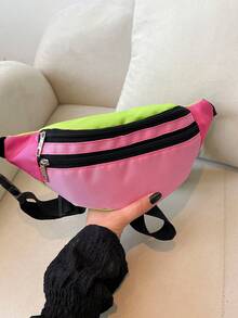 Bolso de cintura/bandolera para mujer; diseño de bloques de color unisex; adecuado para ciclismo, senderismo, actividades al aire libre y fitness. - Multicolor - Ver 4