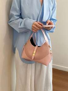 女款手提包 女款斜背包 時尚優雅簡約 商務購物復古馬鞍包 粉紅色 - 粉色 - 查看 6