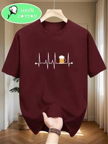 Camiseta de Hombre% Algodón, Cuello Redondo, Manga Corta, Estampado de Cielo Estrellado, Estilo Casual - Negro - Ver 9