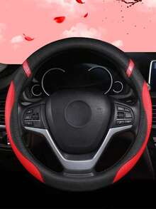 1Pc Leather Car Steering Wheel Cover, Non-Slip Car Wheel Cover Protector Breathable Microfiber Leather Universal Fit For Most Cars - A - View 12