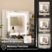 Vanity Dressing Table With Adjustable LED Lighting, Makeup Dressing Table With 5 Drawers And 3 Open Shelves, Makeup Table, Adjustable Illuminated Touchscreen Mirror - Blanco-izquierda - View 3