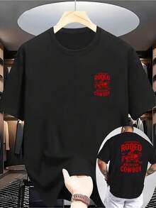 Men's Western Cowboy Print T-Shirt - Short Sleeve With Rodeo And Country Music Motifs, Breathable Knit Fabric, Wrinkle-Resistant Summer Casual Shirt - 白色 - 查看 9