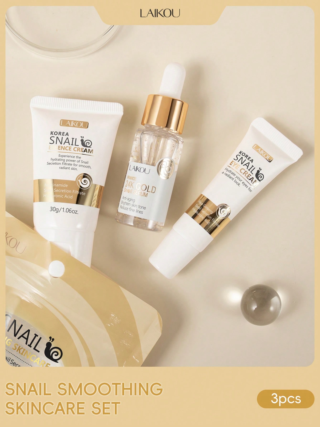 1 Conjunto LAIKOU Kit de Cuidados com a Pele Revitalizante de Caracol, 17ml Sérum, 15g Creme para Olhos para Bolsas e Olheiras, 30g Creme Hidratante Nutritivo Profundo, Tamanho de Viagem Cuidados com a Pele para Mulheres, SPA Antienvelhecimento de Auto... 1 Conjunto LAIKOU Kit de Cuidados com a Pele Revitalizante de Caracol, 17ml Sérum, 15g Creme para Olhos para Bolsas e Olheiras, 30g Creme Hidratante Nutritivo Profundo, Tamanho de Viagem Cuidados com a Pele para Mulheres, SPA Antienvelhecimento de Auto...