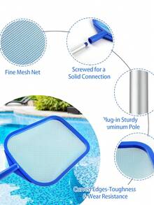 Pool Skimmer Net & Pole - Fine Mesh Cleaning Scoop - Leaf Net For Ponds, Spas, Hot Tubs - Large Skimmer For Above Ground Or Inground Pools, Filtration Cleaning Tool & Accessories - Blue - Multicolor - View 7