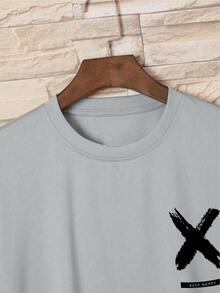 Men's T-Shirt With Slogan Print - Black - View 4