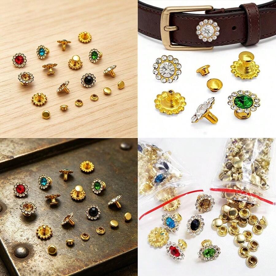 30/100 Sets 11mm Rhinestone Rivets, Including Colorful Sunflower Rivets, Suitable For Handmade Repair, Decorative Beading And Jewelry Making