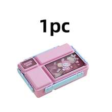 1pc Cartoon Bento Box, Microwave- Lunch Box With Utensils, Adult Lunch Box, Insulated Lunch Bag, Large Capacity Divided Food Storage Container - Multicolor - View 12