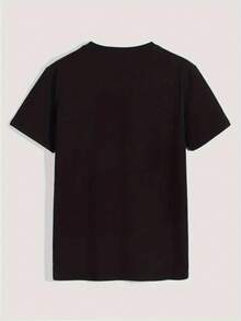Camiseta de manga corta de cuello redondo para hombre, estilo regular, moda casual y cómoda para primavera y verano, ideal para vacaciones de ocio, ropa de hombre como regalo - Negro - Ver 2