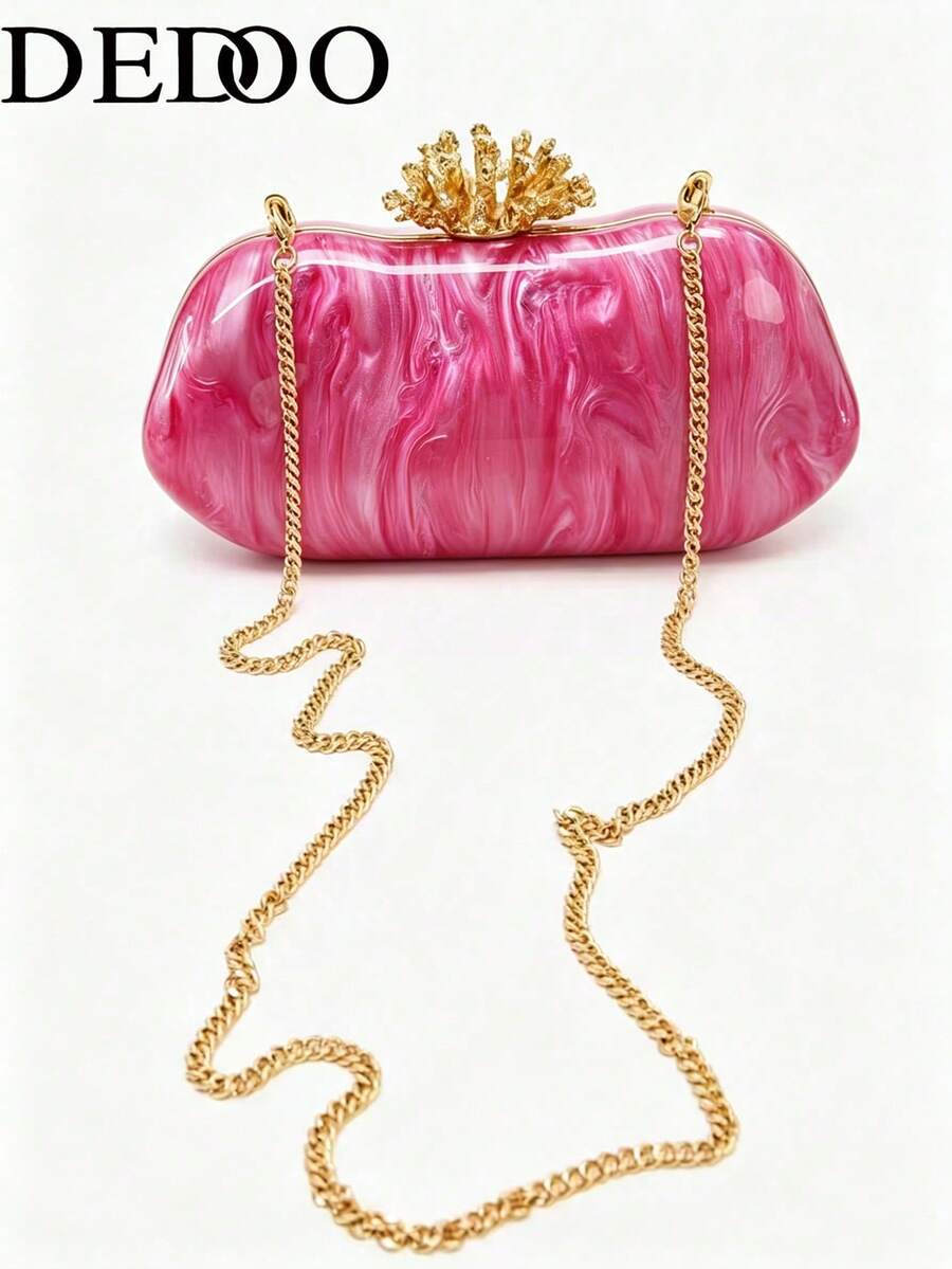 Tas Selempang Wanita Terbaru untuk Musim Semi/Panas dengan Detail Logam - Hot Pink - View 1