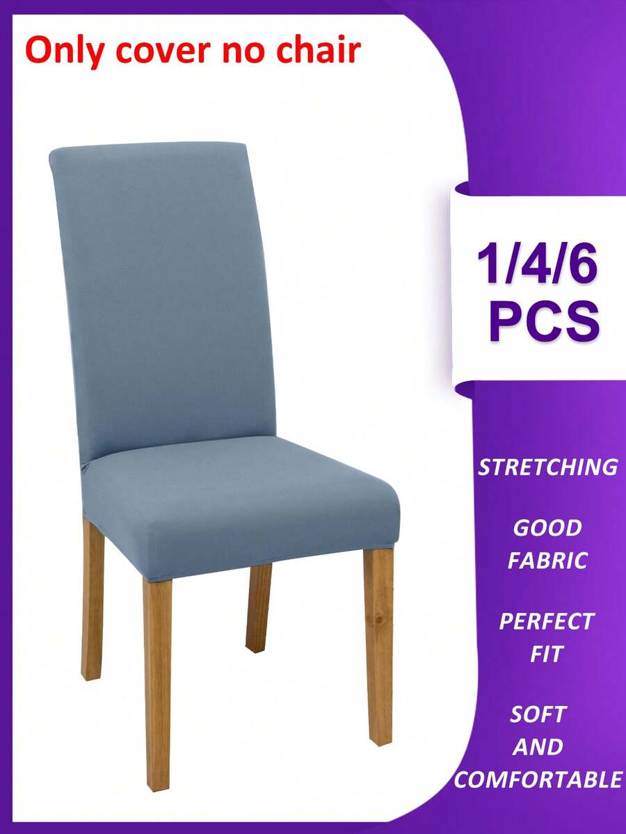 1/4/6pcs Solid Color Chair Covers, Modern Removable Elastic Polyester Fiber Chair Covers, Suitable For Living Room, Dining Room, Bedroom Home Use, All Seasons