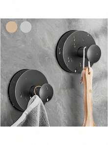 [Gancho de Ventosa Resistente] Gancho de Toalla Montado en la Pared sin Perforación - Gancho de Ventosa Resistente Adecuado para Ducha, Baño y Cocina - Puede Soportar Hasta 15 Lbs, Adecuado para Vidrio, Espejo, Azulejo, Superficies Lisas, Impermeable y Resistente a la Oxidación, Negro Mate - Almacenamiento de Esponja de Baño, Bata de Baño, Abrigo - color acero inoxidable - Ver 12