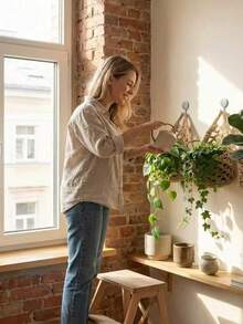 迷你室內懸掛植物盆，適用於植物、人造植物、乾燥花，適合臥室裝飾、客廳裝飾、牆上層架、室內壁掛植物架、室內壁掛花盆、懸掛植物 - 多色 - 查看 4