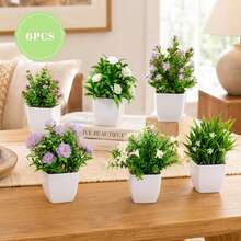 Der Rose 6 Packs Small Fake Plants Mini Artificial Faux Plants With Flowers For Home Room Farmhouse Bathroom Decor Indoor - xanh 6 gói - Xem 1