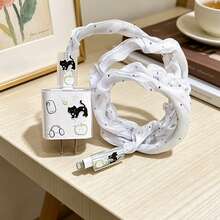 Pelindung Kabel Data Apple dengan Desain Pita Perak 3D & Bola Baja Kecil + Pita Hitam, Kompatibel dengan Charger 18-20W, Pelindung Anti-Patah & Anti-Gores - MultiWarna - View 3