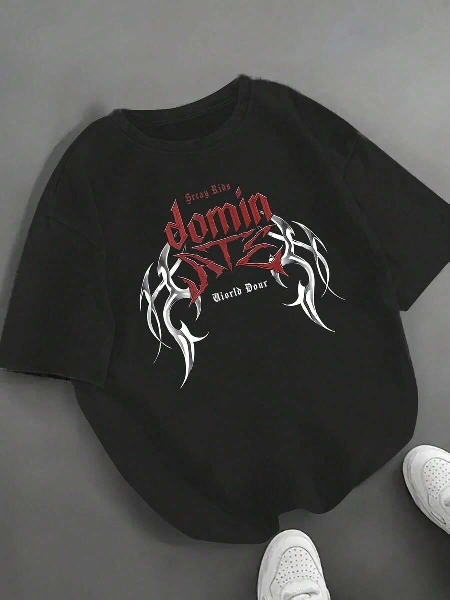 Short-Sleeved T-Shirt With Gothic Animation Print. - Black - View 1