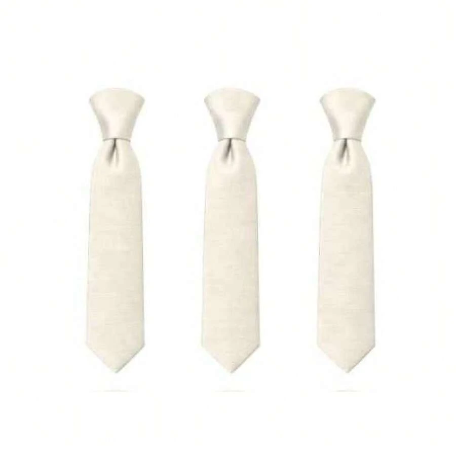 Set Of 3 Light Gray Ties For Groomsmen, Weddings, And Events - Straw - View 1