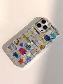 1pc Minimalist Fish Pattern Waterproof Anti-Fingerprint Anti-Scratch Transparent IMD Soft Glossy Smooth Phone Case Compatible With Apple 16/16 PLUS/16 PRO/16 PRO MAX - Multicolor - View 3