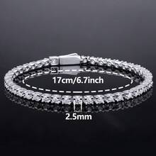 2mm-5mm 100% 莫桑石網球手鍊 925 純銀鍍白金 通過鑽石檢測儀檢測附 GRA 證書 女款禮物珠寶 - 白色 - 查看 25