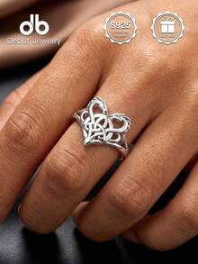 1 pieza Anillo de Plata de Ley 925 con Doble Dragón Guardián Celta, Anillo Trenzado con Nudo Celta Vintage, Unisex, Adecuado para Uso Diario, Anillo de Moda Personalizado, Regalo Perfecto para el Día de San Valentín, Día de la Madre, Festival de Música, Viene con Caja de Regalo - Dragones Gemelos Celtas - Ver 7
