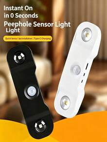 1pc RGB/Three-Color Dynamic Sensing Wall Lamp, Magnetic Rechargeable LED Lamp, With Or Without Remote Control Option, Perfect For Creating Bedroom Atmosphere, Decorating Corridors And As Home Decoration Gifts - Double-pupil Four-cat-eye Sensor Wall Lamp - View 3