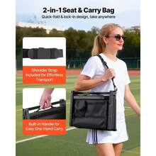 [Free Shipping] Stadium Seat, Folding Bleacher Chair With Back Support And Thick Cushion, Padded Stadium Seat For Bleacher Includes Shoulder Strap, Hooks, Cup Holder, And Side Pocket, Black Bleachers Chair-XY919052 - Default0 - View 7