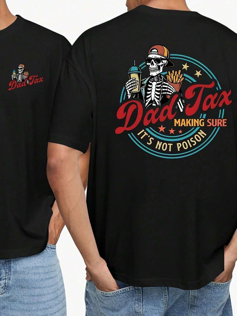 Vintage T-Shirt mit lustigem Spruch "Dad Tax" und Giftflaschenmotiv, 100 % Baumwolle, perfektes Vatertagsgeschenk - Schwarz - Übersicht 1