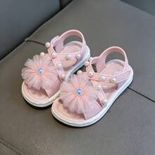 Sandal hở mũi đính nơ đính đá dễ thương, thoáng khí, thích hợp cho kỳ nghỉ biển của bé gái. - Hồng - Xem 8