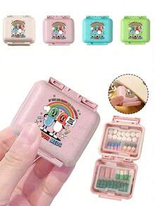 Mini 6-Compartment Portable Pill Box, Medicine Storage Box, Travel Pill Box, Printed With "My Pill Box" And Pill Pattern, 6-Compartment Small Pill Box, Sealed Pill Packaging Storage Box, 6-Day Weekly Pill Storage Box, Travel Essential Pill Box, Daily Vitamin Pill Box, Pocket Pill Box Storage Box, Exquisite Storage Box, Home Essential, Travel Essential - MultiWarna - View 2
