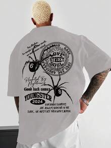 Men's T-Shirt With Spider Medal Design - White - View 8