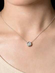 XUJIA 1 Stück 925er Sterlingsilber Moissanit Halskette, rundes Bubble-Design, 1,02 CTTW D VVS1 Klarheit, verstellbare Kette, perfekt für den Alltag & besondere Anlässe - PMO-156 - Übersicht 5
