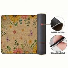 1 pieza, Decoración del hogar, Estampado de patrón floral, Alfombra de cocina de lino, Tapete de cocina, Tapete de piso, Tapete de baño, Tapete de puerta, Impresión 3D rectangular, Adecuado para sala de estar, dormitorio, pasillo, baño, lavandería - Alfombra de poliéster, Adecuado para decoración del hogar interior y exterior - Multicolor - Ver 8