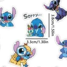 Disney 100pcs/Roll Cartoon Stitch Asymmetrical Waterproof Stickers, Suitable For Laptop Phone Case Decoration, Price Tags, Stationery, Scrapbooking And Highlighter Marking - Stitch Stickers - View 8