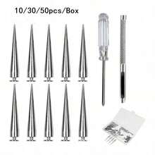 Pack Of 10/30/50pcs/Box Cone Spikes Screwback Studs For Punk Clothing And DIY Crafts - Multicolor - View 12