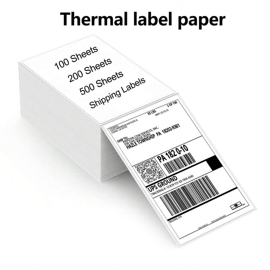 Marklife 4"X6" Thermal Shipping Labels, 100/200/500 Sheets, 100x150mm Self-Adhesive Barcode Stickers, Suitable For Commercial Courier Waybills