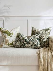1pc/2pcs Sage (No Insert) Vintage Botanical Floral Pattern Throw Pillow Cover, Fashionable Retro Comfortable Jacquard Chenille + Faux Cashmere Decorative Pillow Cover, Suitable For Daily Home Decor, Sofa, Bed, Bedroom, Gift, Holiday Decoration, Spring Summer Autumn Winter, All Seasons, Aesthetic - Sage Green - View 6