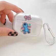 Disney Stitch "Sweet Thing" Happy Stitch AirPods Case Cute Transparent Shockproof Shell With Keychain Compatible With AirPods 1/2/3/4 And Pro/Pro 2 Nd Generation Suitable For New AirPods Pro 3 Stocking Stuffers The Girlfriend. - Transparent - View 4