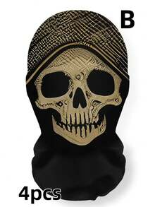 4pcs Halloween Skull Series Funny Head Cover, Full Face Sun Protection Mask - Multicolor - View 10