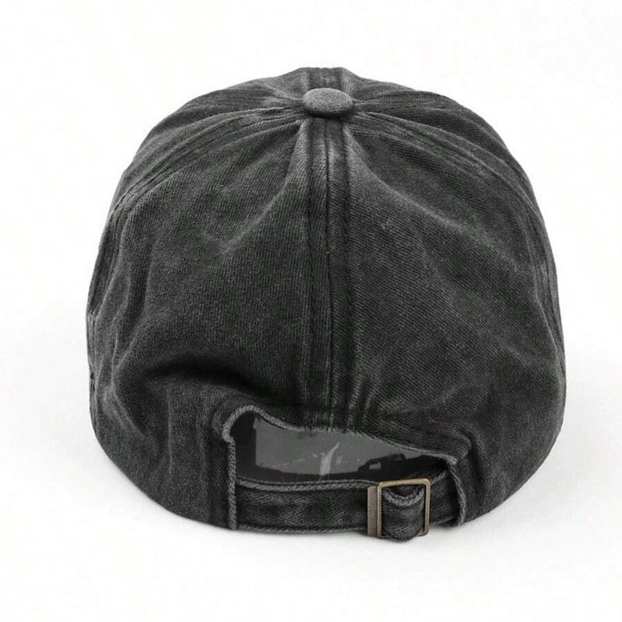 1pc Unisex Solid Color Ponytail Baseball Cap, Washed, Sun Protection, Breathable, Adjustable Size, Versatile New Style, Suitable For Daily Casual Wear And Sunshade - Black - View 1
