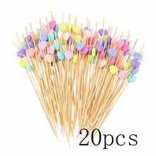 200 piezas/100 piezas/50 piezas/20 piezas/5 piezas Pinchos de bambú, aptos para barbacoas al aire libre, picnics, postres, hamburguesas, cócteles, fiestas, etc., cocina, regalo navideño, artículos escolares - Multicolor - Ver 20