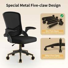 Ergonomic Mesh Office Chair With Flip Armrests And Lumbar Support - Black - View 7