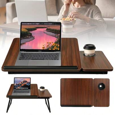 Klappbarer Laptop-Tisch Für Bett & Sofa, Mobiler Notebook-Tisch Als Serviertablett – Ideal Für Frühstück, Arbeit, Essen & Lernen Im Bett, Braune Lapdesk-Platte Mit Beinen, Praktisches Bett-Tablett Für Zuhause, Schlafzimmer & Wohnzimmer, Leichter Klapptisch Für Reisen & Fernsehen