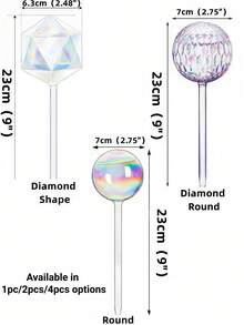 1/2/4pcs Rainbow Gradient Glass Automatic Watering Device, Laser Round Watering Ball, Garden Watering System, Suitable For Indoor And Outdoor Flowers And Plants, Used For Automatic Watering During Vacations And Travel - Multicolor - View 2