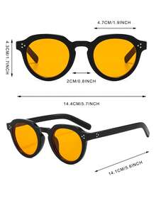 1 Pair Men's Black Round Frame Rivet Decor Retro Street Style Fashion Glasses - Black - View 4