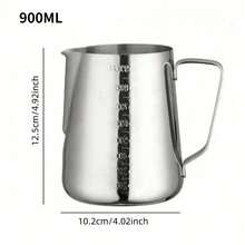 1pc Graduated Milk Frothing Pitcher - For Latte Art And Coffee Decoration, Suitable For Home And Commercial Use - Silver - View 8
