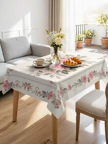 1/2 piezas Mantel de poliéster con estampado de rosas y enredaderas, cubierta de mesa suave para decoración de fiestas, picnics y cenas, decoración de mesa de comedor para brunch de primavera, uso diario en interiores y exteriores, fácil de limpiar - Rosa Roja - Ver 4