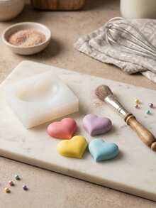 1pc Heart-Shaped And Double Heart Silicone Mold, Suitable For Cake Decoration, Valentine's Day, Wedding, Chocolate, Pudding, Candy - Multicolor - View 11