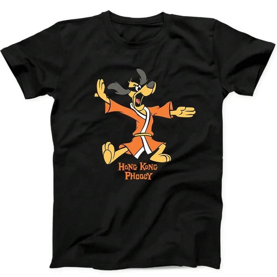 Camiseta Negra Divertida con Diseño de Dibujos Animados Retro - Negro - Ver 1