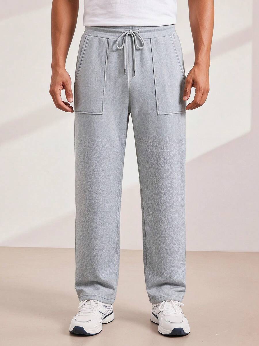 Driftmere Men's Solid Color Casual Loose Drawstring Sweatpants With Pockets Father's Day – A Fathers Day Gift Guide - Light Grey - View 1